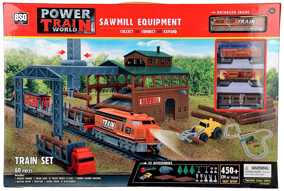 Jokomisiada Electric Train Set Sawmill Loader 3 Wagons 450 cm Tracks RC0780