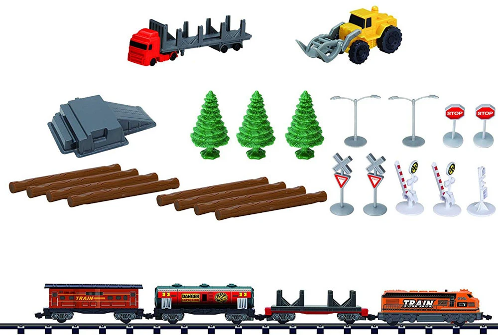 Jokomisiada Electric Train Set Sawmill Loader 3 Wagons 450 cm Tracks RC0780