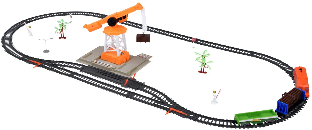 Jokomisiada Electric Train Set with Tracks, Locomotive, Wagons and Crane RC0783