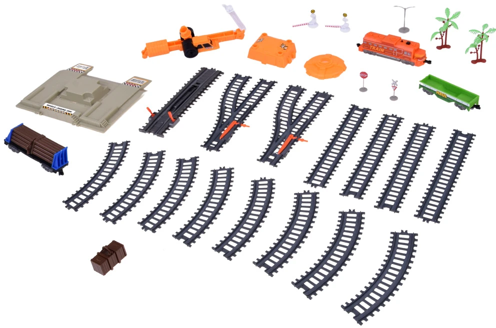 Jokomisiada Electric Train Set with Tracks, Locomotive, Wagons and Crane RC0783