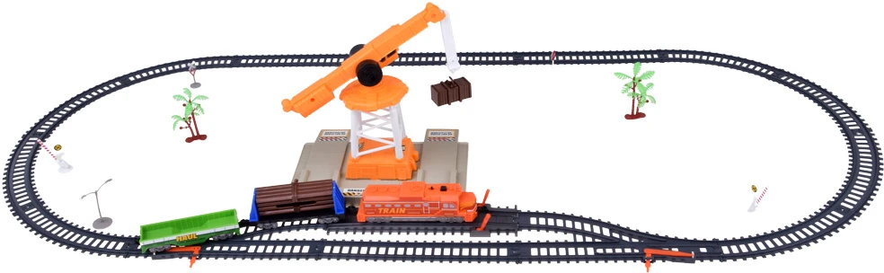 Jokomisiada Electric Train Set with Tracks, Locomotive, Wagons and Crane RC0783