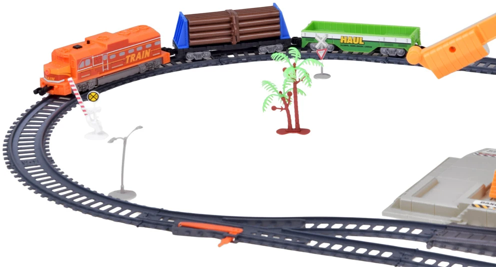 Jokomisiada Electric Train Set with Tracks, Locomotive, Wagons and Crane RC0783