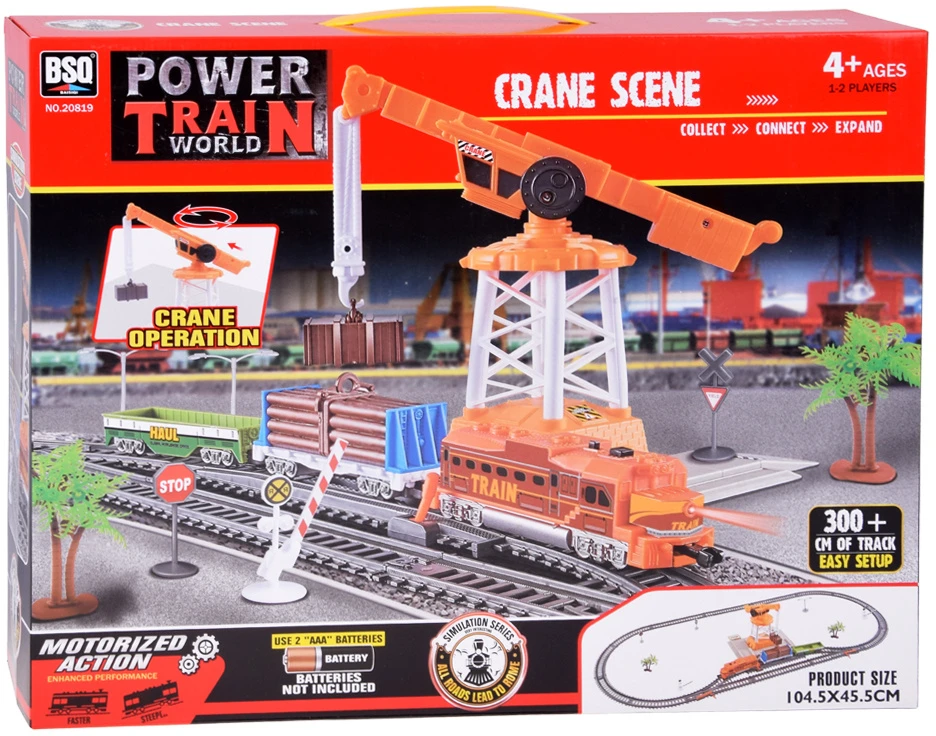 Jokomisiada Electric Train Set with Tracks, Locomotive, Wagons and Crane RC0783