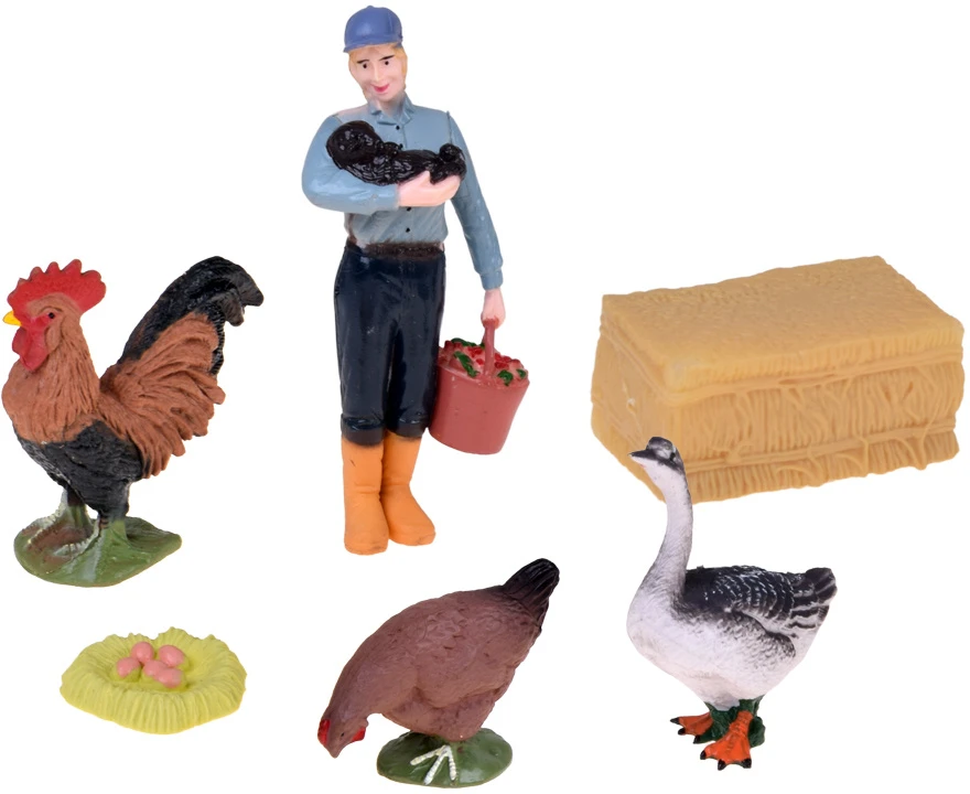 Jokomisiada FARM ANIMALS SERIES Farmer and birds set - hen, rooster, goose ZA6404 C