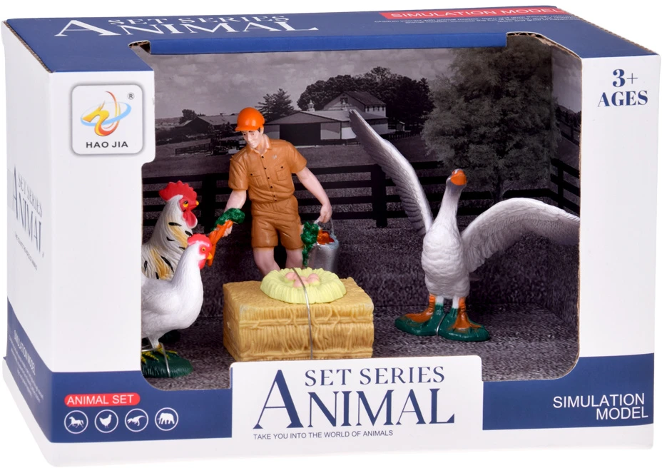 Jokomisiada FARM ANIMALS SERIES Farmer and birds set - hen, rooster, goose ZA6404 A