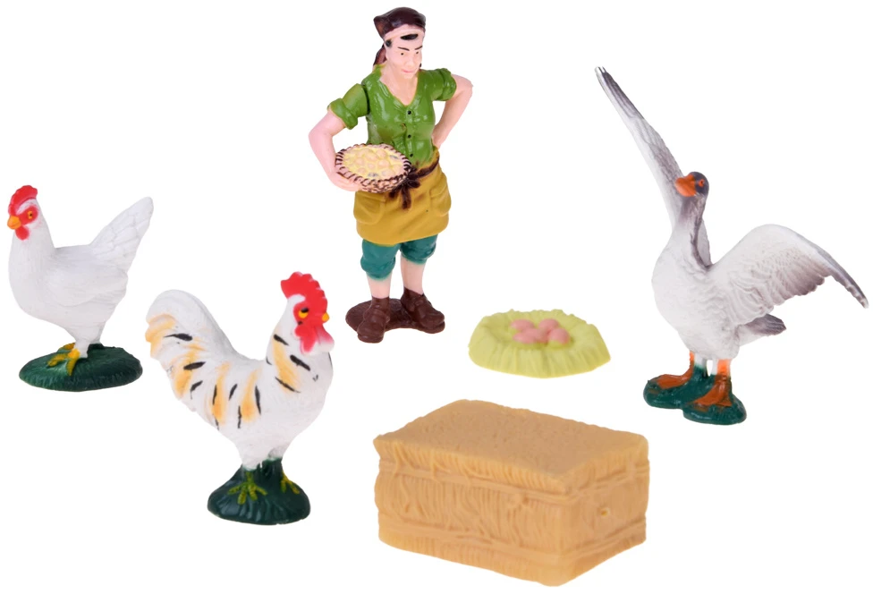 Jokomisiada FARM ANIMALS SERIES Farmer and birds set - hen, rooster, goose ZA6404 B