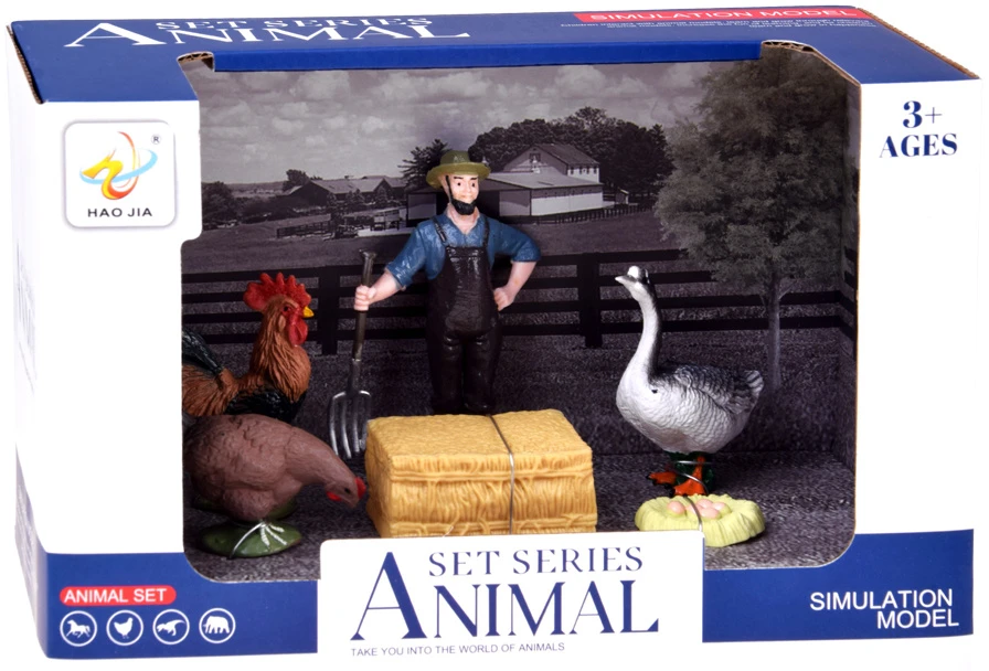Jokomisiada FARM ANIMALS SERIES Farmer and birds set - hen, rooster, goose ZA6404 D