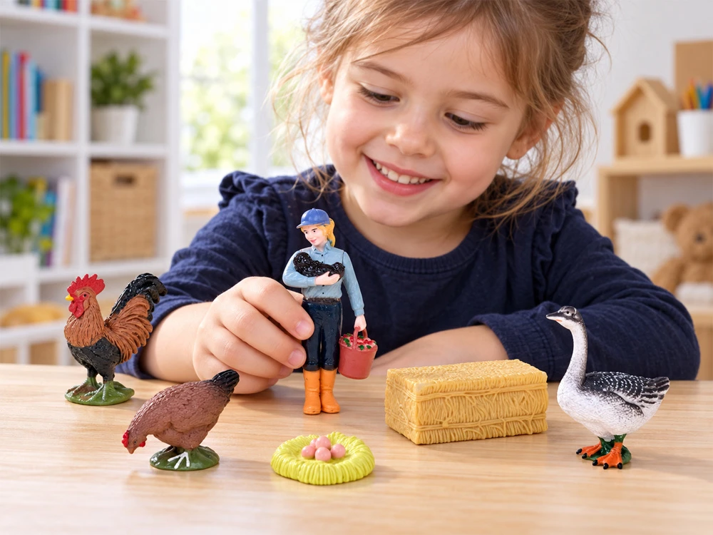 Jokomisiada FARM ANIMALS SERIES Farmer and birds set - hen, rooster, goose ZA6404 C