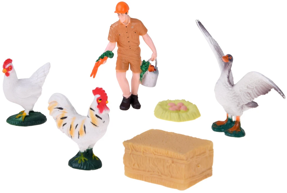 Jokomisiada FARM ANIMALS SERIES Farmer and birds set - hen, rooster, goose ZA6404 A