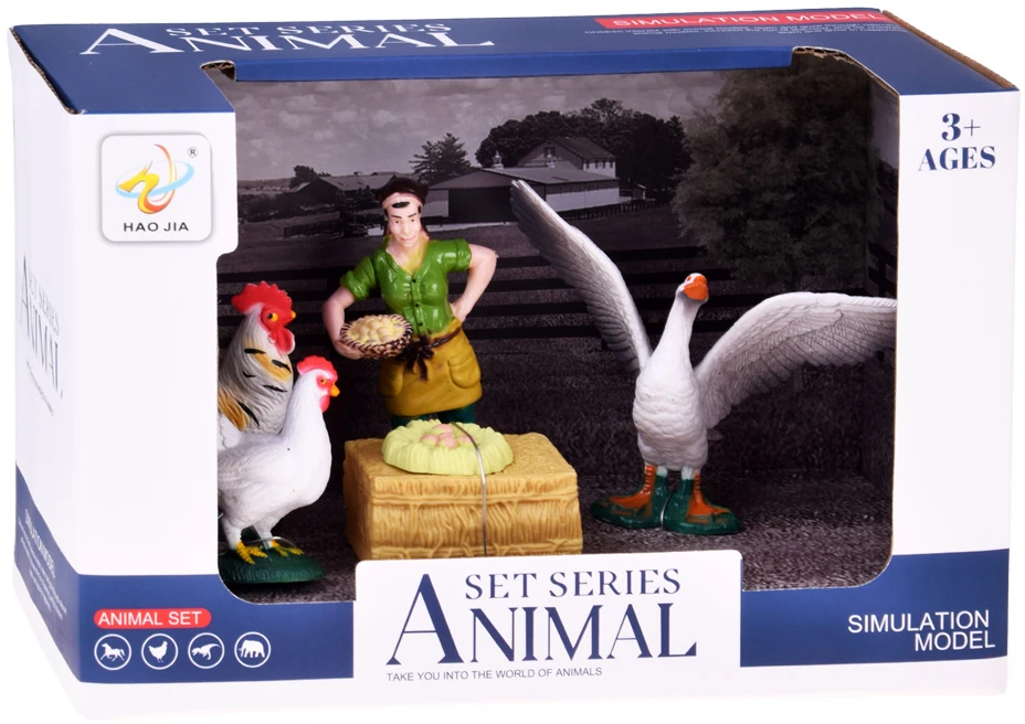 Jokomisiada FARM ANIMALS SERIES Farmer and birds set - hen, rooster, goose ZA6404 B