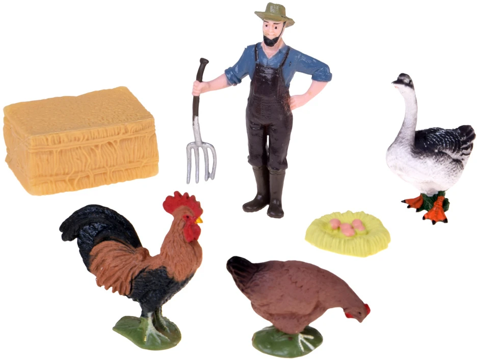 Jokomisiada FARM ANIMALS SERIES Farmer and birds set - hen, rooster, goose ZA6404 D