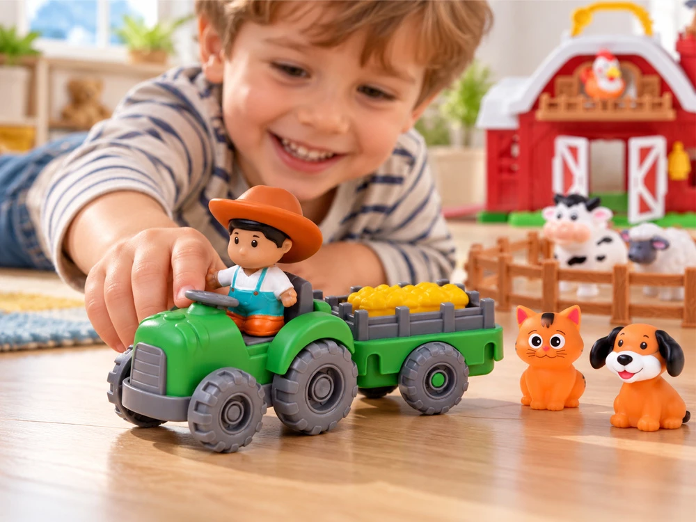 Jokomisiada FARM Opening barn + 10 figures, tractor, and farm accessories ZA6384