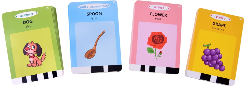 Jokomisiada Flashcard Reader for Learning Words – POLISH ENGLISH – 224 Learning Cards ZA6628