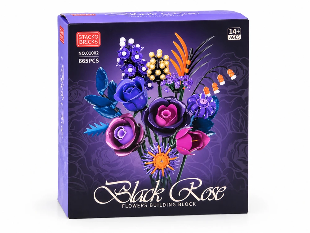 Jokomisiada Flower Blocks DARK ROSES violetinė bouquet of flowers 665pcs ZA6264