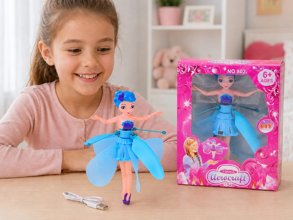 Jokomisiada Flying Fairy Interactive Butterfly Doll Hand Sensor Light USB ZA6598