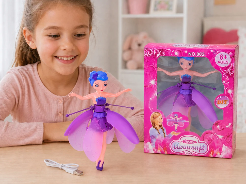 Jokomisiada Flying Fairy Interactive Butterfly Doll Hand Sensor Light USB ZA6598