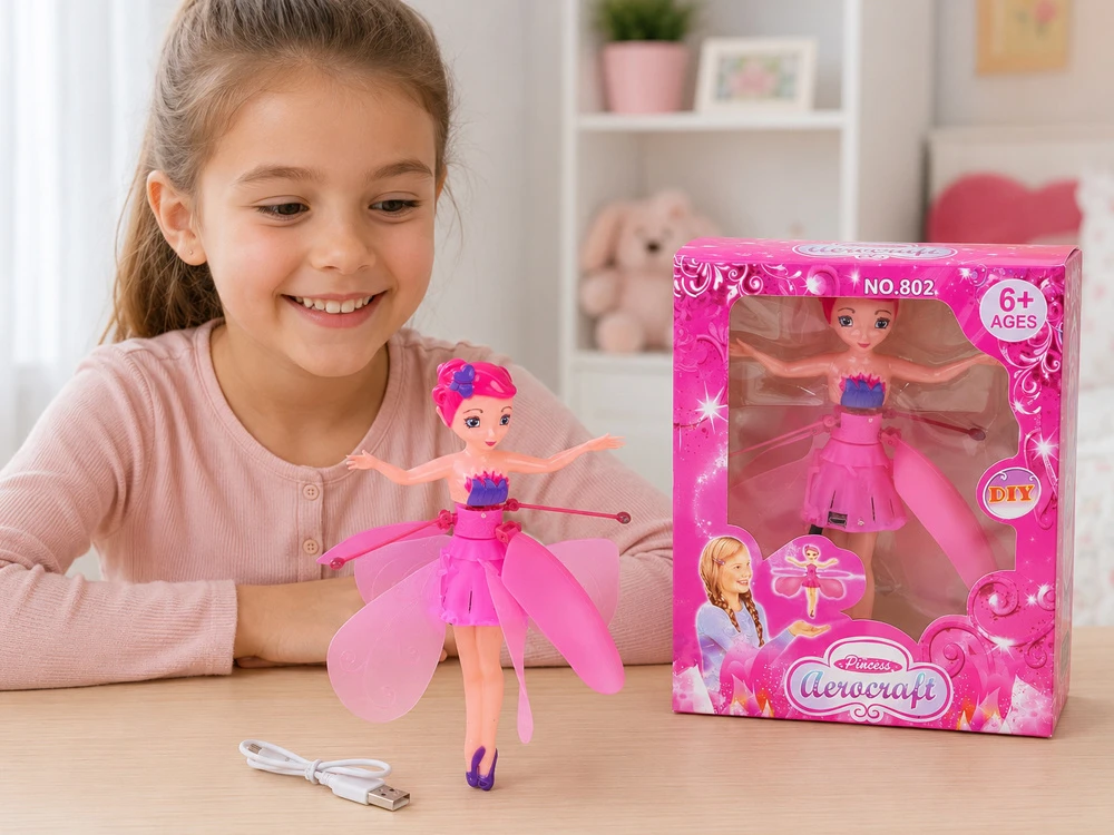Jokomisiada Flying Fairy Interactive Butterfly Doll Hand Sensor Light USB ZA6598