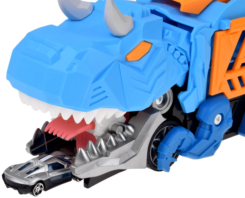 Jokomisiada Foldable car 2 in 1 DINOSAUR garage eats vehicles + signs and springs ZA6595