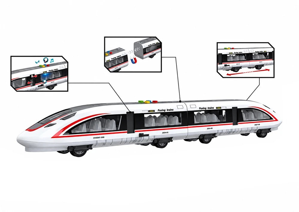 Jokomisiada High-Speed Train Magnetic Train 57 cm Friction Drive Sound and Light ZA6387