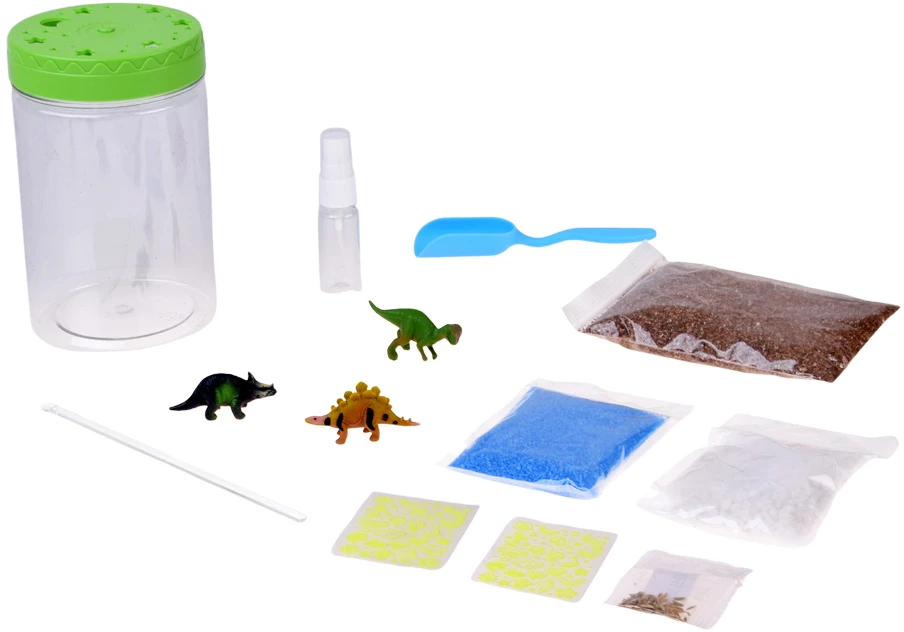 Jokomisiada Illuminated DINOSAUR GARDEN 3-in-1 terrarium, lamp, DIY plant cultivation ZA6567