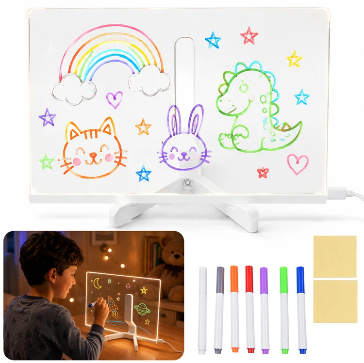 Dėlionė Jokomisiada Illuminated LED Drawing and Painting Board with 7 Markers and Stand ZA6326