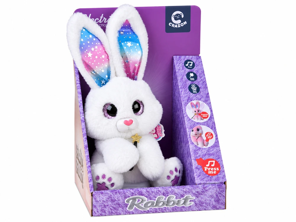 Jokomisiada Interactive Baltas Plush Rabbit 30 cm Dancing Light-Up Musical Magic Wand ZA6329