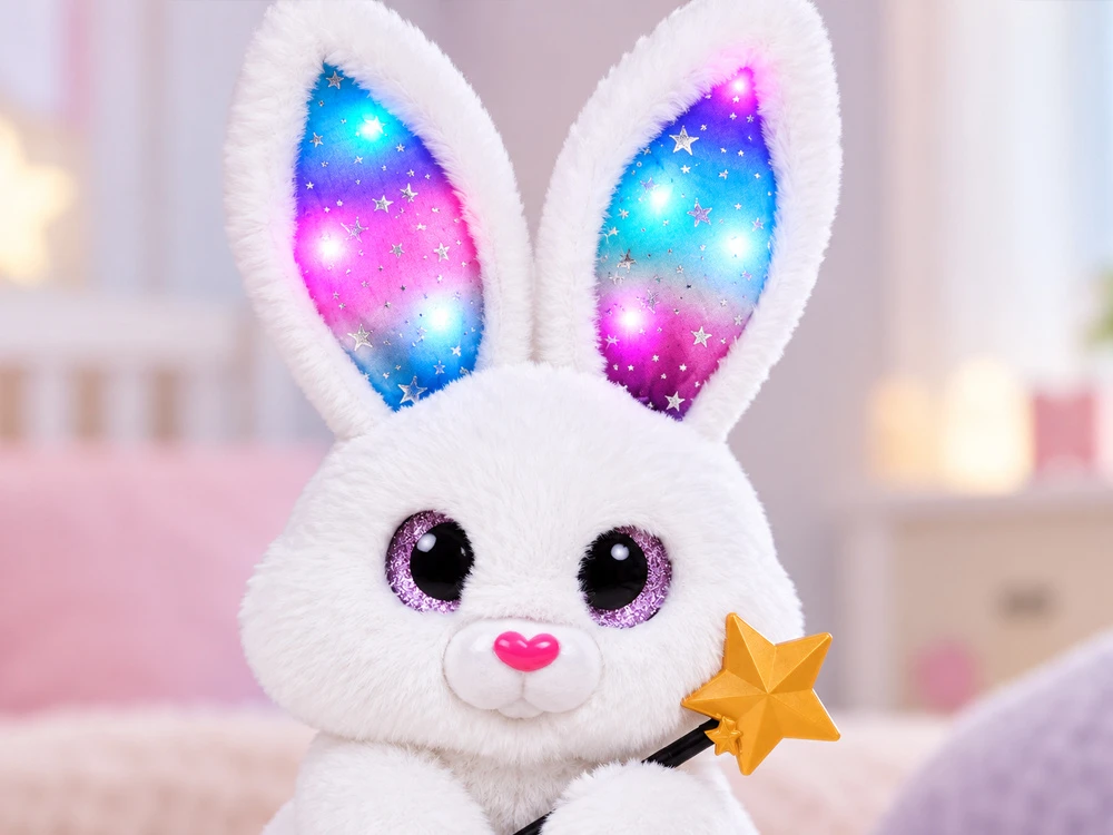 Jokomisiada Interactive Baltas Plush Rabbit 30 cm Dancing Light-Up Musical Magic Wand ZA6329