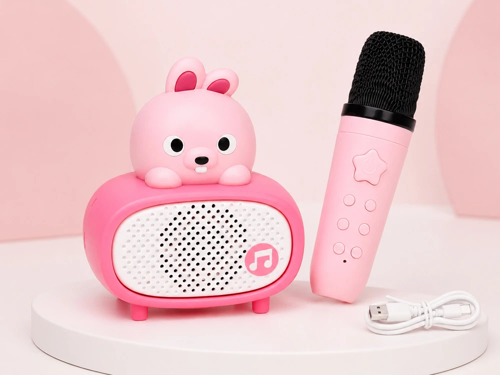 Jokomisiada Interactive Bluetooth Karaoke Microphone Speaker Bunny Music IN0193