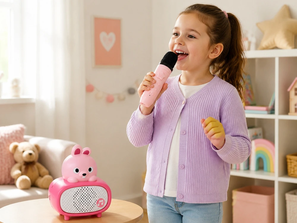 Jokomisiada Interactive Bluetooth Karaoke Microphone Speaker Bunny Music IN0193