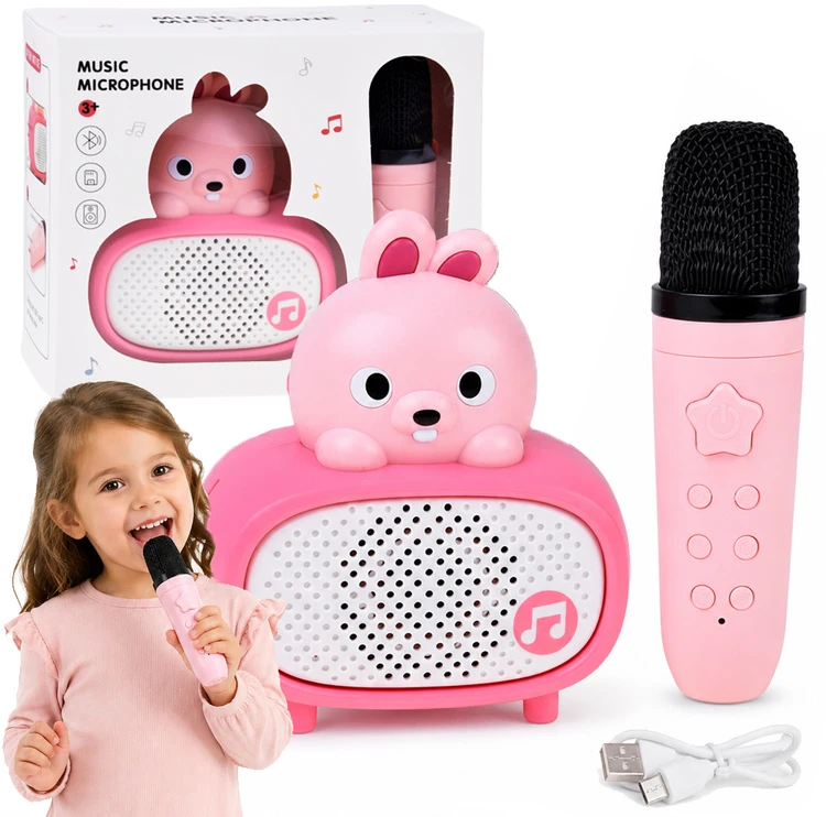 Jokomisiada Interactive Bluetooth Karaoke Microphone Speaker Bunny Music IN0193
