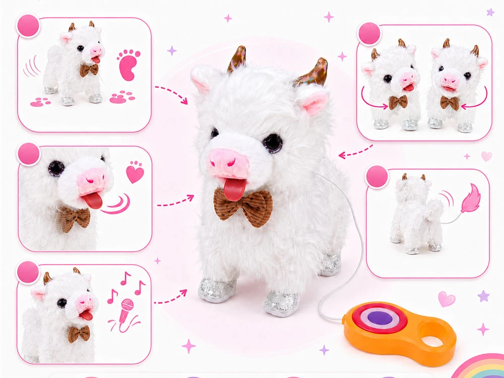 Jokomisiada Interactive Cow on a Leash Walks Sings Moves Head ZA6274