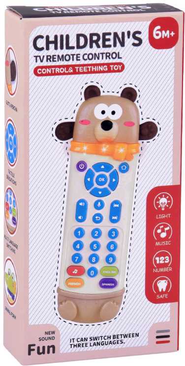 Jokomisiada Interactive remote control - 2-in-1 TEDDY BEAR teether for children + funny sounds ZA6017