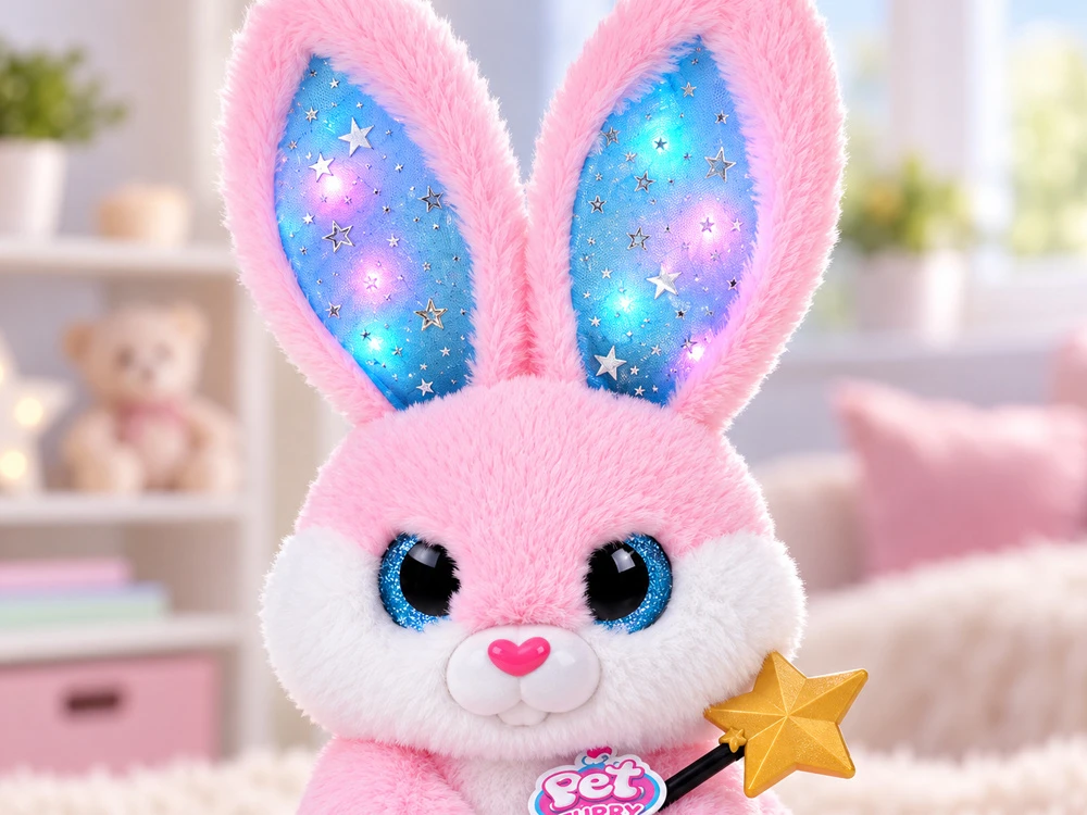 Jokomisiada Interactive Rožinė Plush Rabbit 30 cm Dancing Light-Up Musical Magic Wand ZA6329