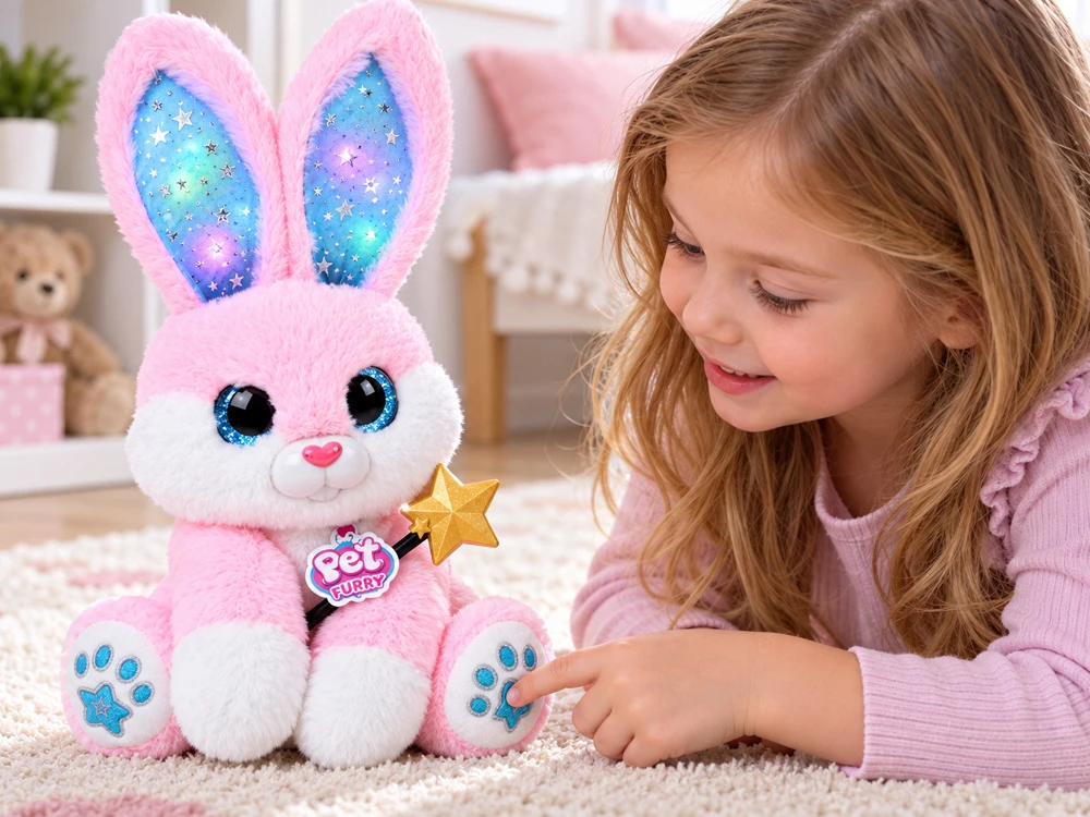 Jokomisiada Interactive Rožinė Plush Rabbit 30 cm Dancing Light-Up Musical Magic Wand ZA6329