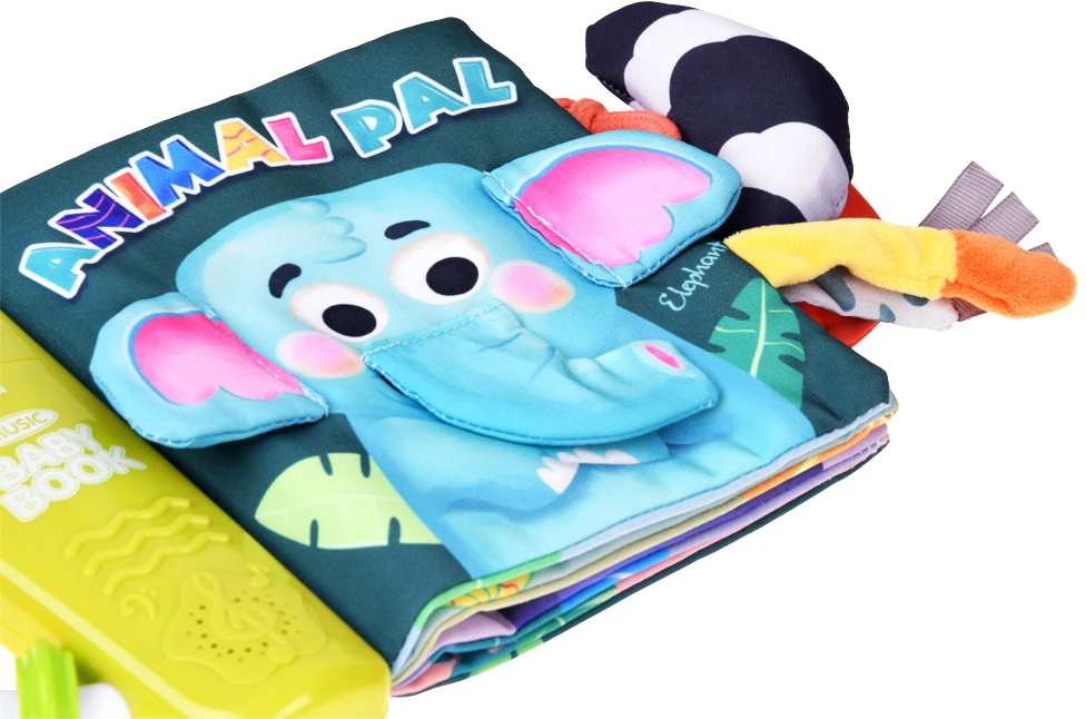 Jokomisiada Interactive Sensory Book with Elephant, Animals, Melodies and Teether ZA6347