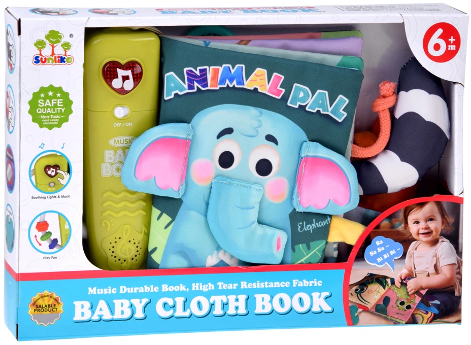 Jokomisiada Interactive Sensory Book with Elephant, Animals, Melodies and Teether ZA6347