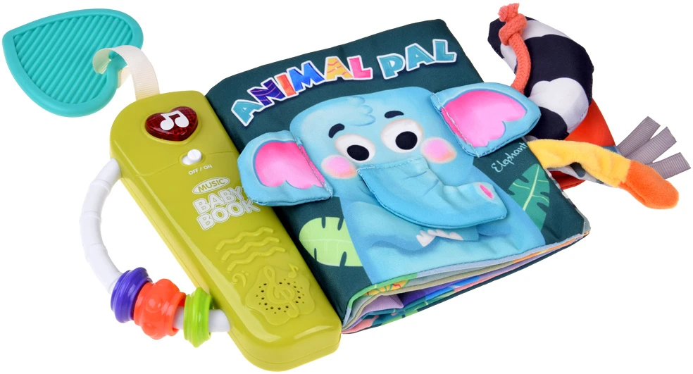Jokomisiada Interactive Sensory Book with Elephant, Animals, Melodies and Teether ZA6347