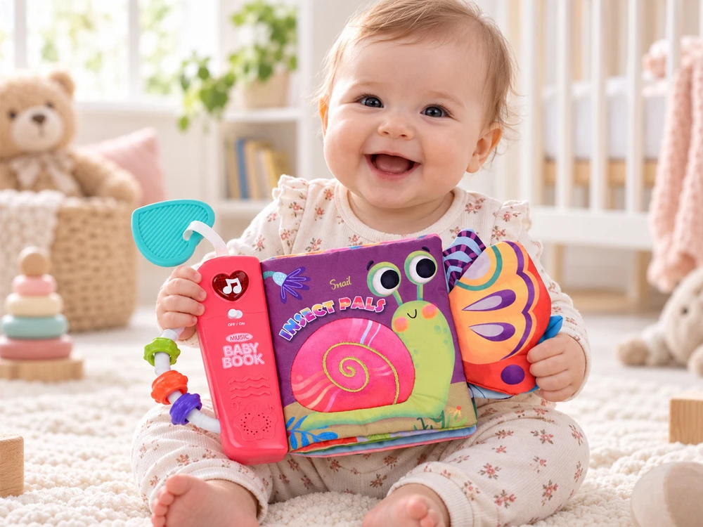 Jokomisiada Interactive Sensory Book with Melodies, Teether and Mirror ZA6348