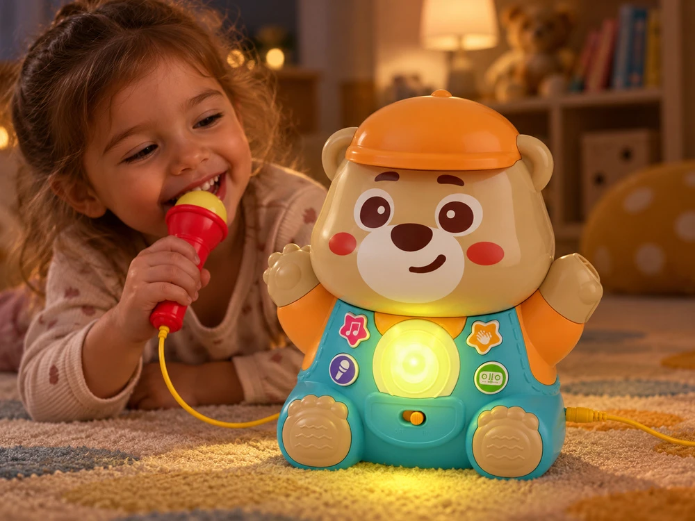Jokomisiada Interactive TEDDY BEAR KARAOKE + microphone Musical toy for toddlers ZA6617