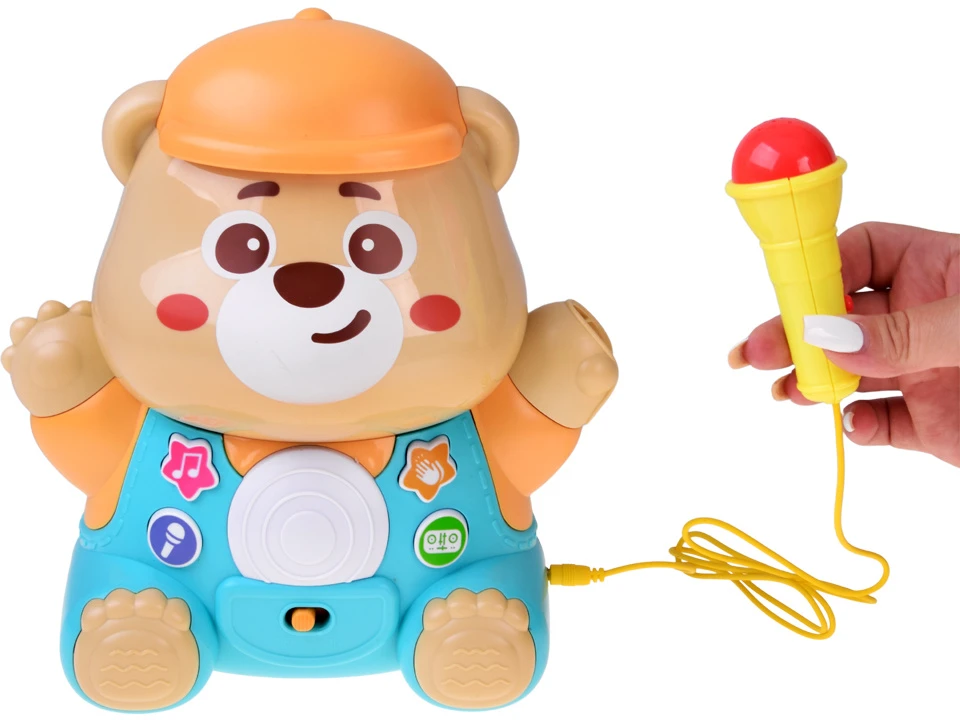 Jokomisiada Interactive TEDDY BEAR KARAOKE + microphone Musical toy for toddlers ZA6617