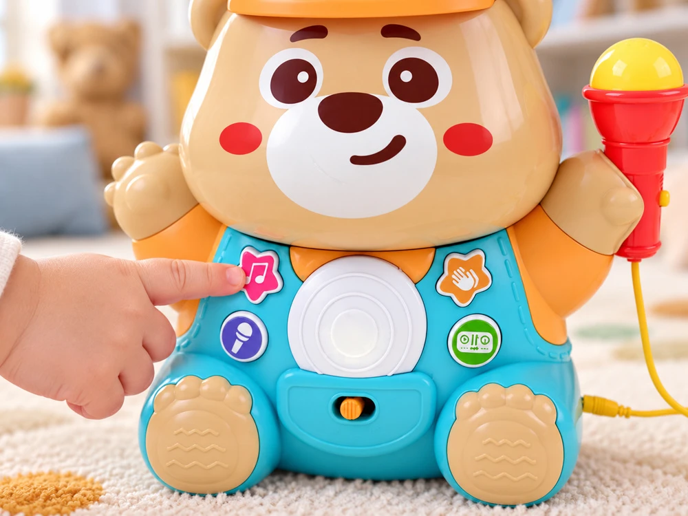 Jokomisiada Interactive TEDDY BEAR KARAOKE + microphone Musical toy for toddlers ZA6617