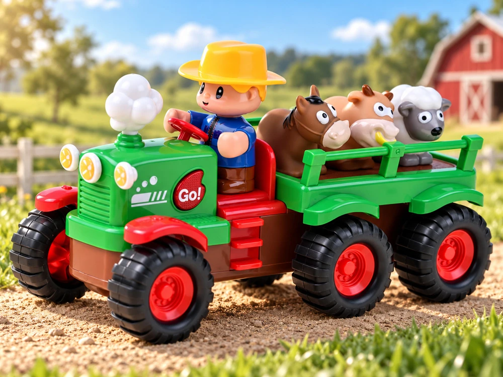 Jokomisiada Interactive Tractor with Trailer, Animals, Lights, Sounds and Farmer Figure ZA6309