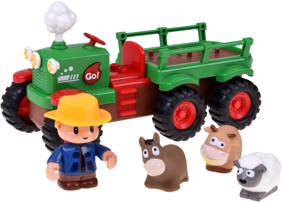 Jokomisiada Interactive Tractor with Trailer, Animals, Lights, Sounds and Farmer Figure ZA6309