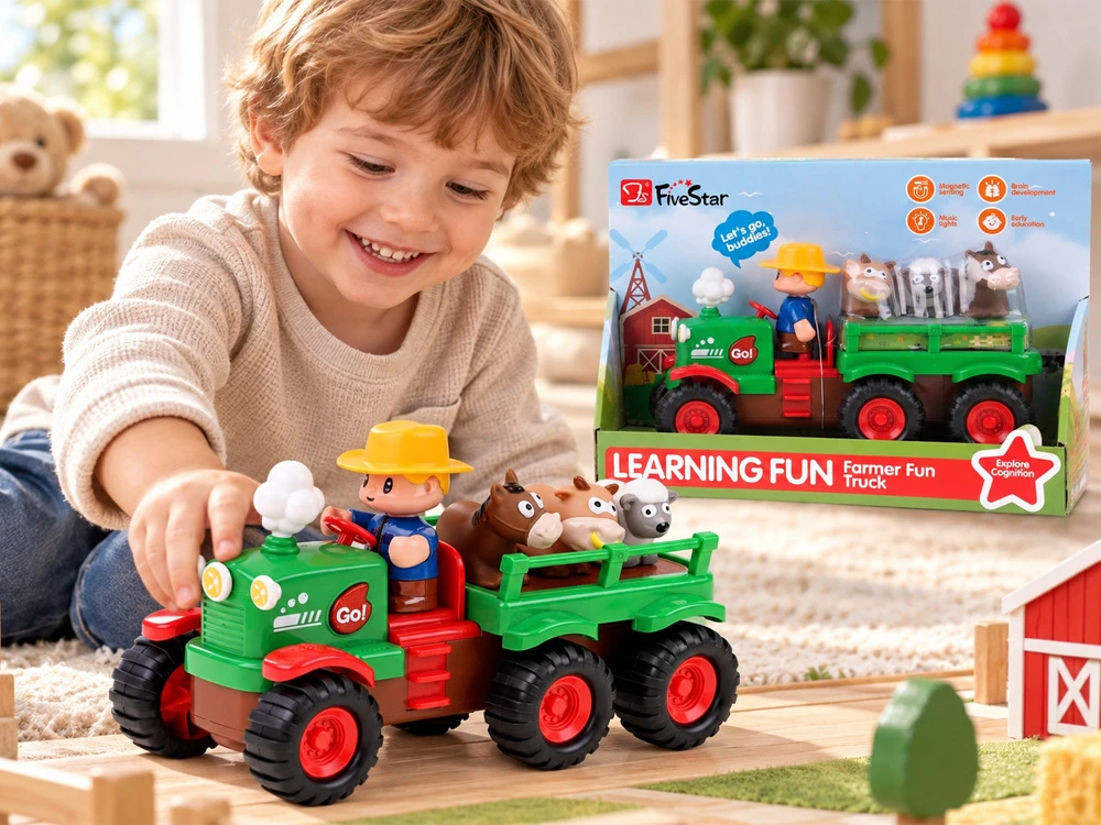 Jokomisiada Interactive Tractor with Trailer, Animals, Lights, Sounds and Farmer Figure ZA6309
