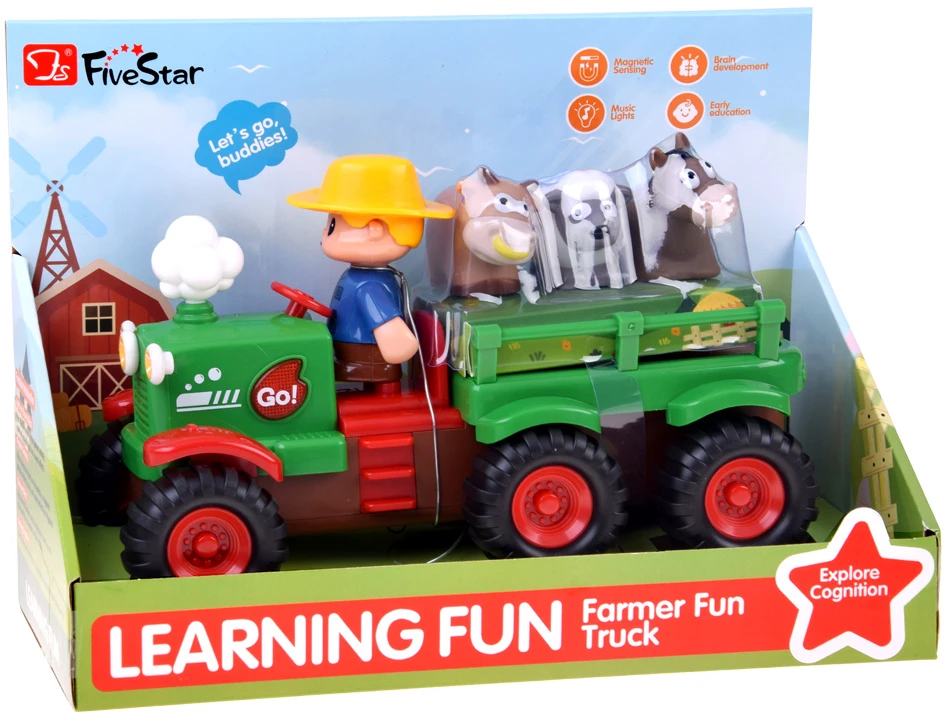 Jokomisiada Interactive Tractor with Trailer, Animals, Lights, Sounds and Farmer Figure ZA6309