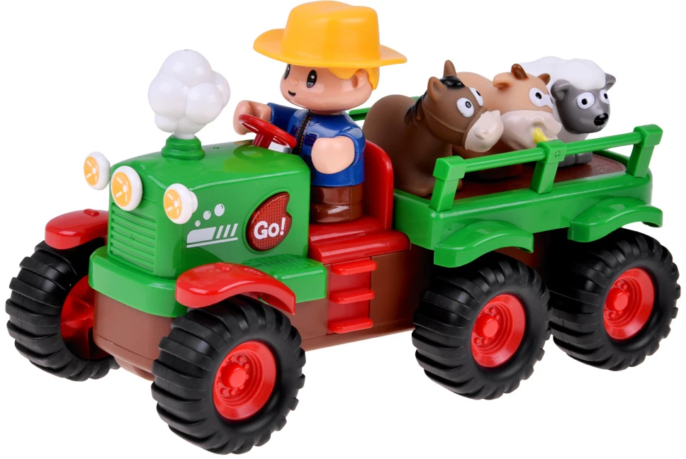 Jokomisiada Interactive Tractor with Trailer, Animals, Lights, Sounds and Farmer Figure ZA6309