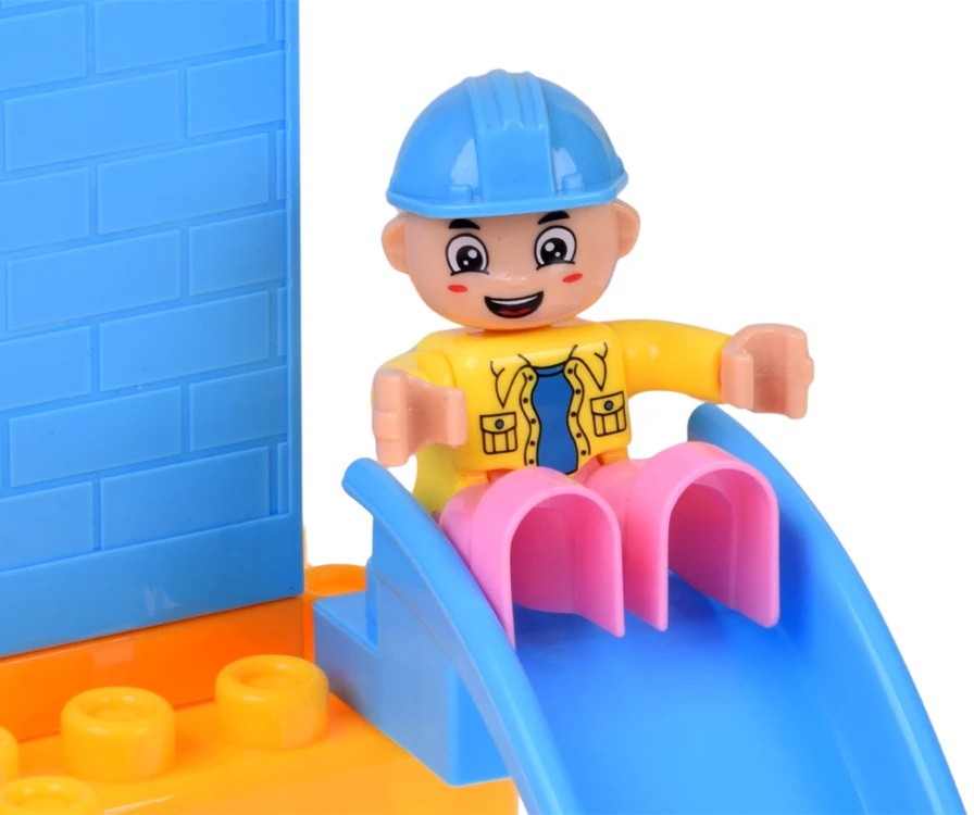 Jokomisiada LARGE plastikas blocks 94 pieces in a container with a handle + figures ZA6429