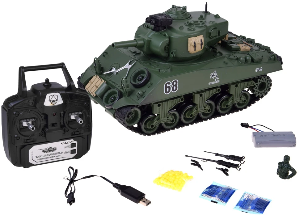 Jokomisiada Large Remote-Controlled RC Tank That Shoots BBs, with Remote Control RC0769