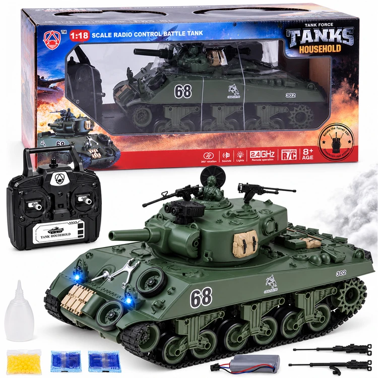 Jokomisiada Large Remote-Controlled RC Tank That Shoots BBs, with Remote Control RC0769