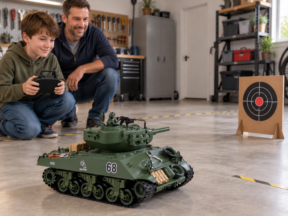Jokomisiada Large Remote-Controlled RC Tank That Shoots BBs, with Remote Control RC0769